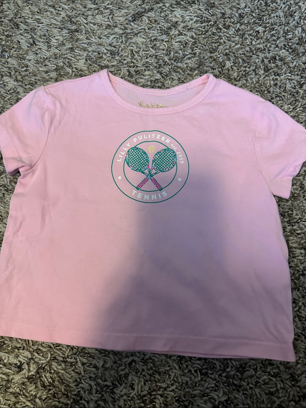 Lilly Pulitzer Light Pink Girls' Tennis Graphic Tee size xs